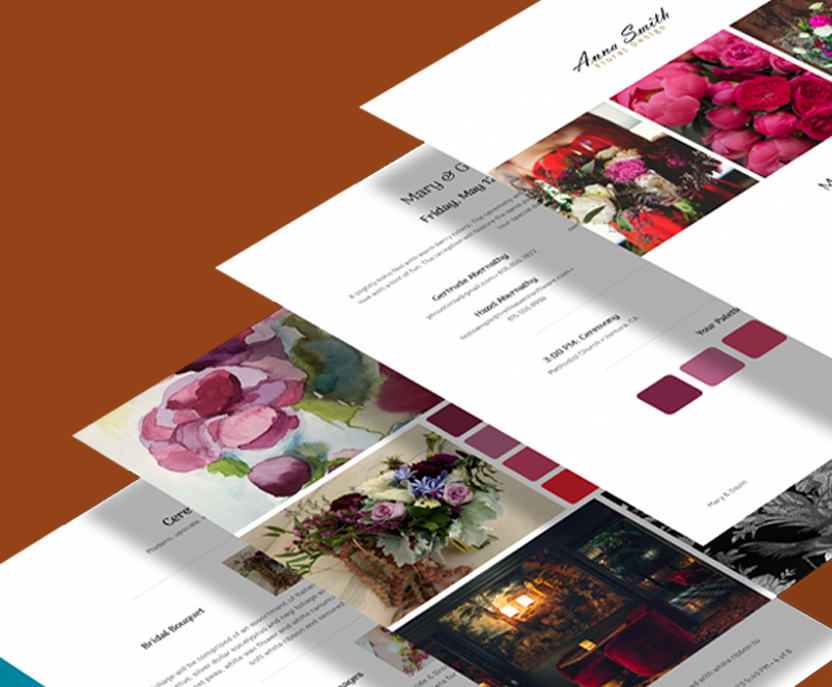 Customized floral design proposal page with flower.